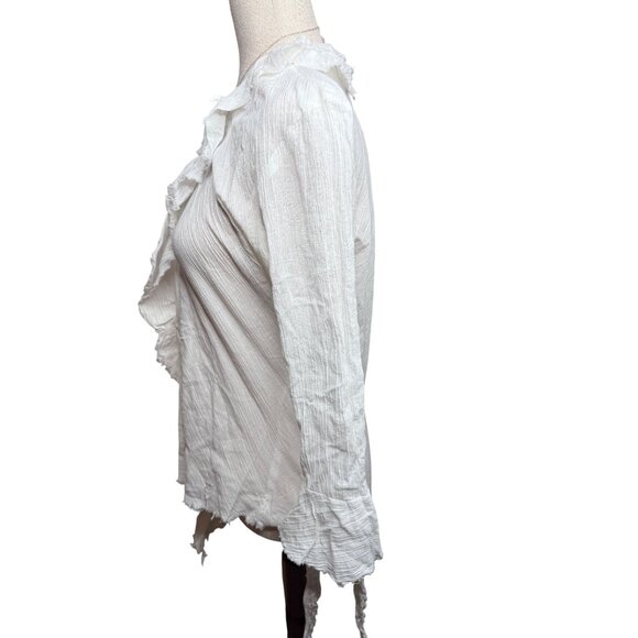 Begauze XL Ruffled White Gauzy Cotton top Romantic grunge fairy Boho Y2K India - Picture 3 of 10
